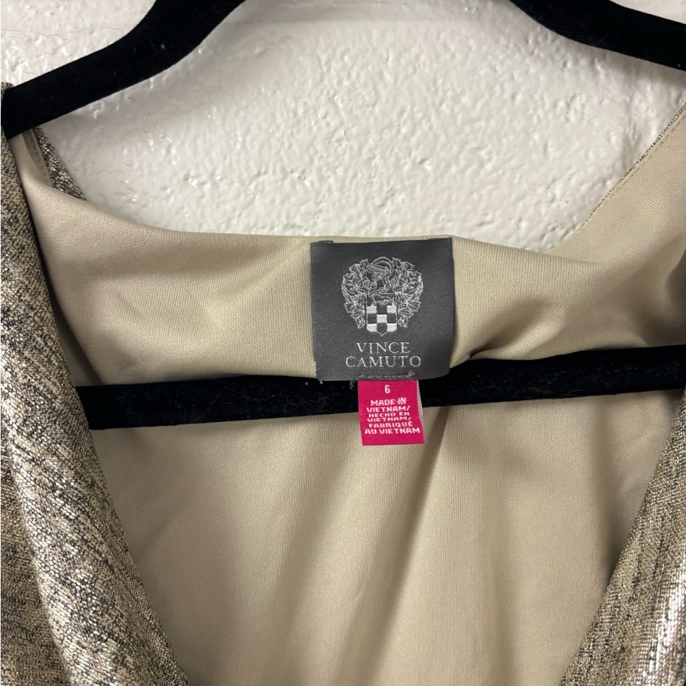 Vince Camuto Gold Metallic Cocktail Dress | Wedding Guest | Size 6 | NWT - Picture 3 of 7